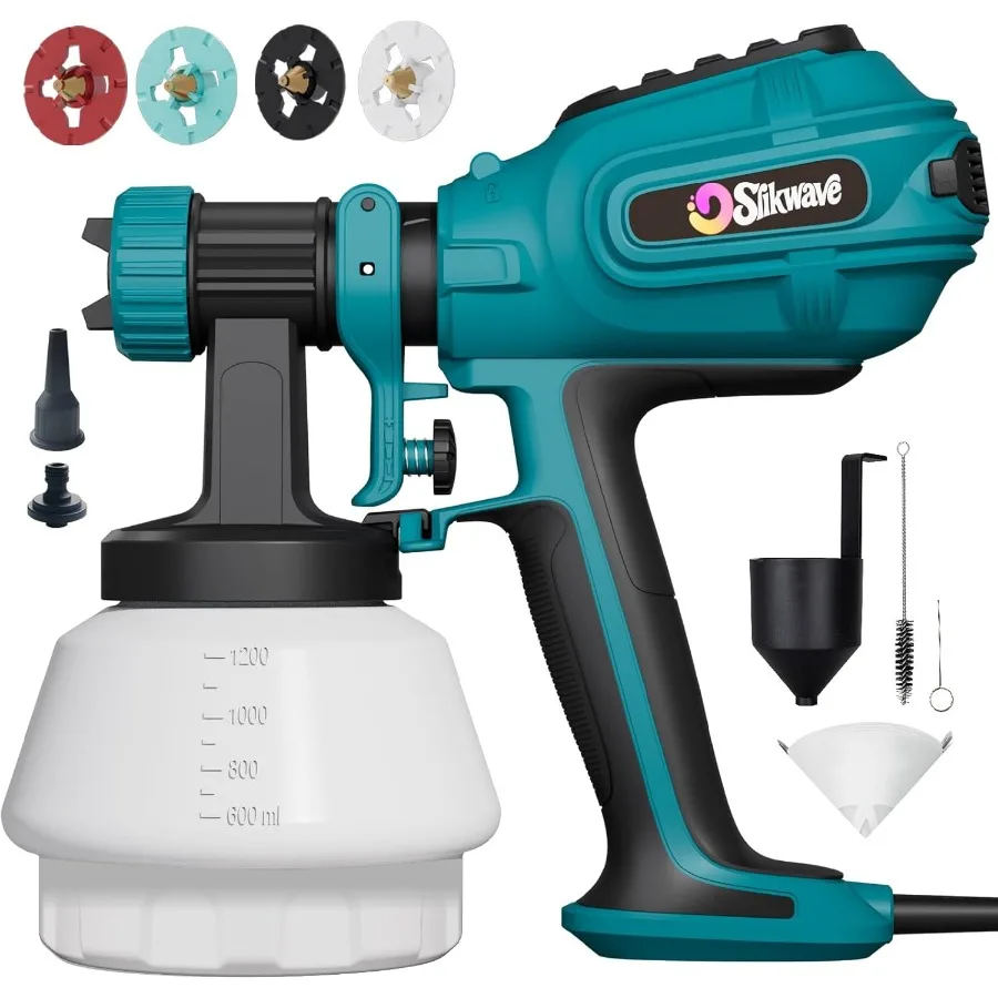 

Электрический распылитель краски HVLP мощностью 700 Вт для внутреннего и наружного использования. Пистолет-распылитель высокого давления с очисткой и выдувом швов. 4 насадки a.