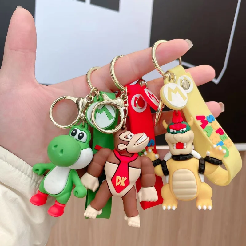 سوبر ماريو ثلاثية الأبعاد سلسلة مفاتيح من الكرتون ماريو بروس لويجي العلجوم يوشي العربة عمل نموذج لجسم بولي كلوريد الفينيل حقيبة بنقوش كرتونية دمية قلادة اللعب الهدايا