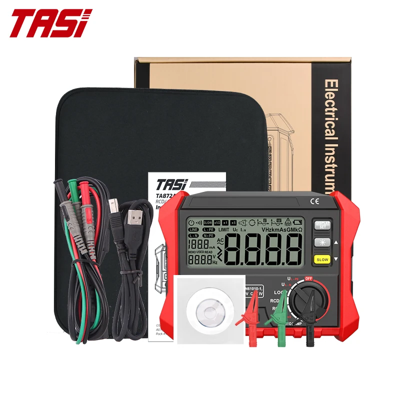 TASI TA872A Leakage Switch Tester RCD Loop Tester Digital Resistance Meter Trip-out Current/Time Test Digital Resistance Meter