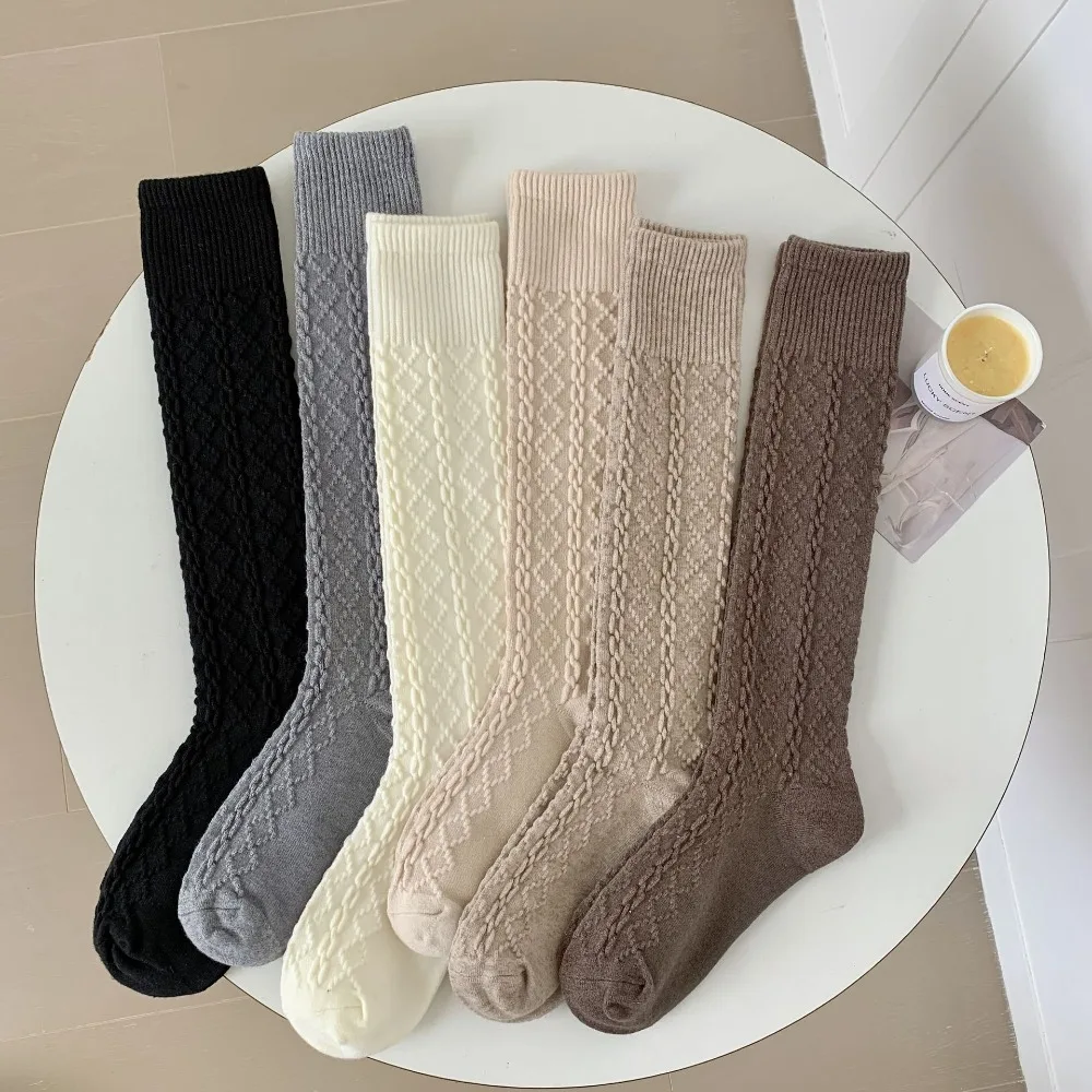 

Fashion Thicke Twist Stockings Women Warm High Tube Calf Long Socks JK All Match Knitted Stockings Lolita JK