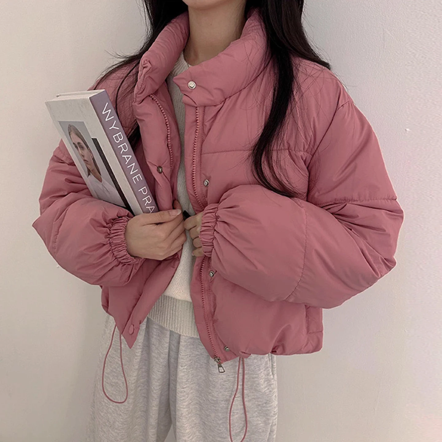 

Милый антивозрастной хлопковый топ Dstring ort, женский зимний топ 2022, новый топ ярких цветов, корейский свободный крой, застежка-молния