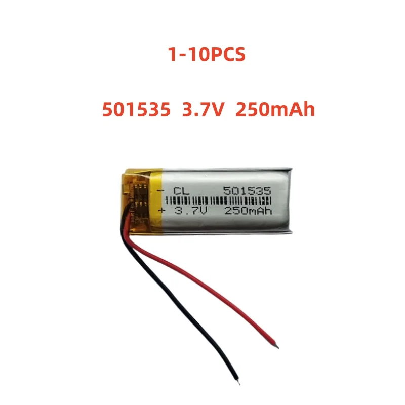

501535 3.7V 250mAh Small Size Lipo Rechargeable Battery Lithium Polymer For MP3 Bluetooth MID headset headphone video pen