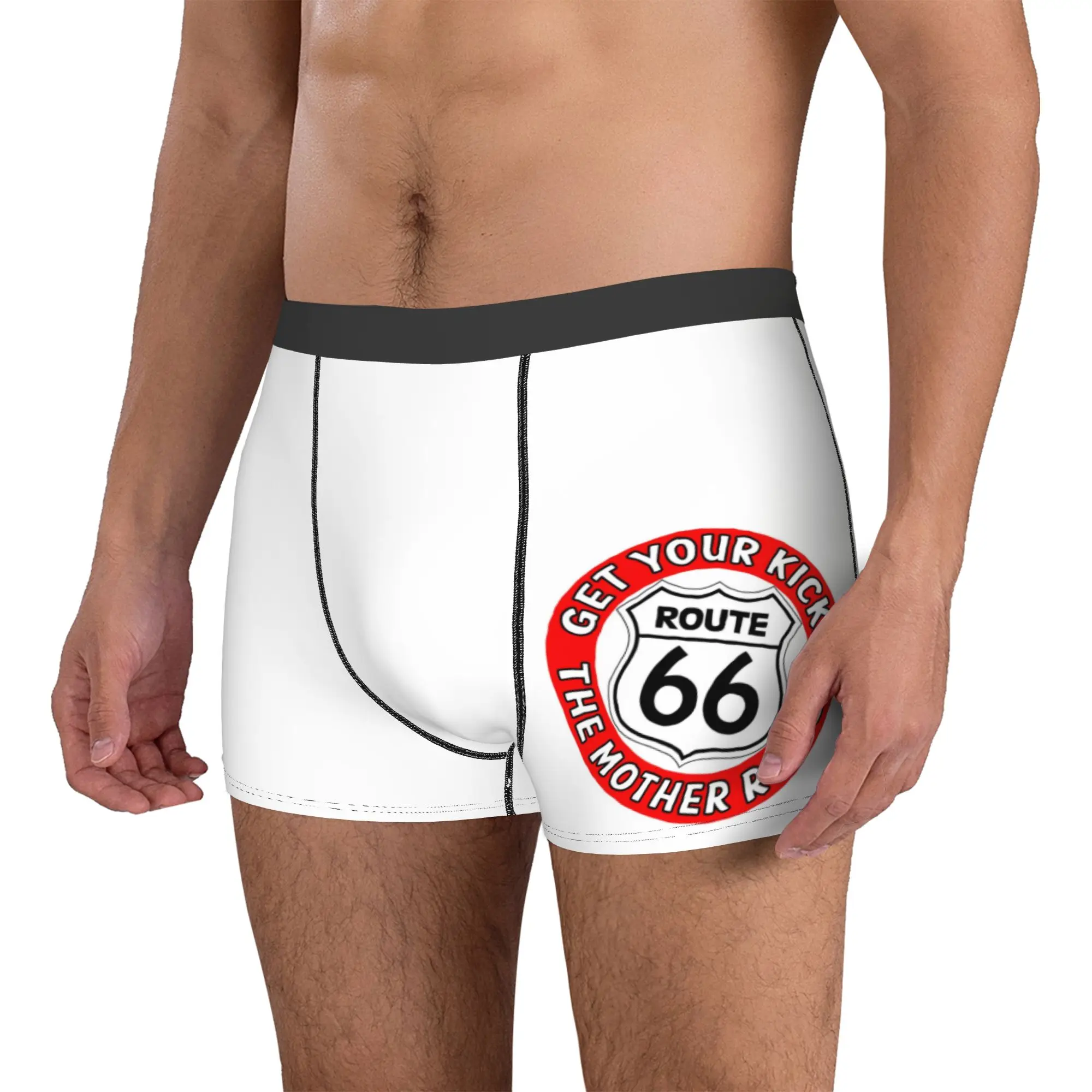 Custom Get Your Kicks On Route 66 Underwear Men Breathable USA Highway The Mother Road Boxer Briefs Shorts Soft For Homme