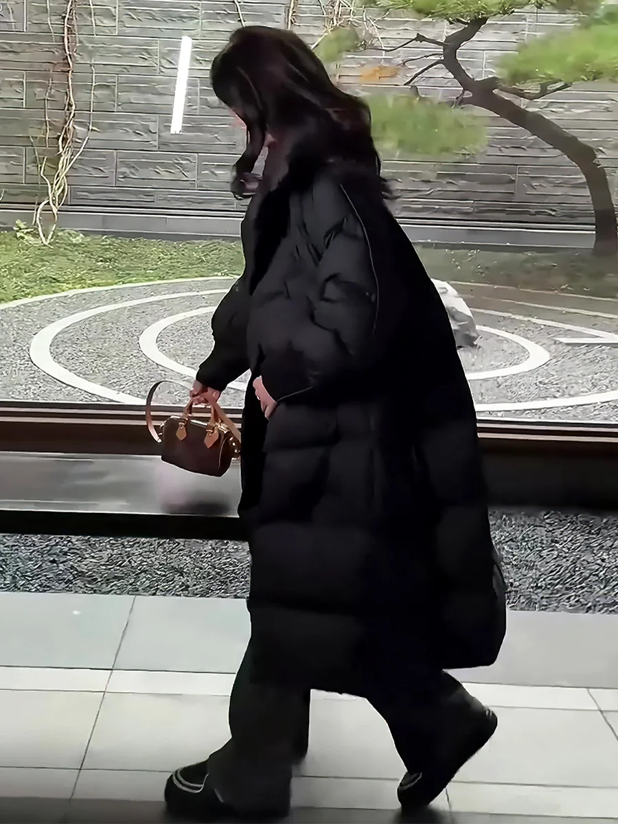 2025 invierno nuevo Faionable versátil Thiened Fce forrado blanco Du abajo Puffer Jaet abrigo de longitud media de moda para mujer