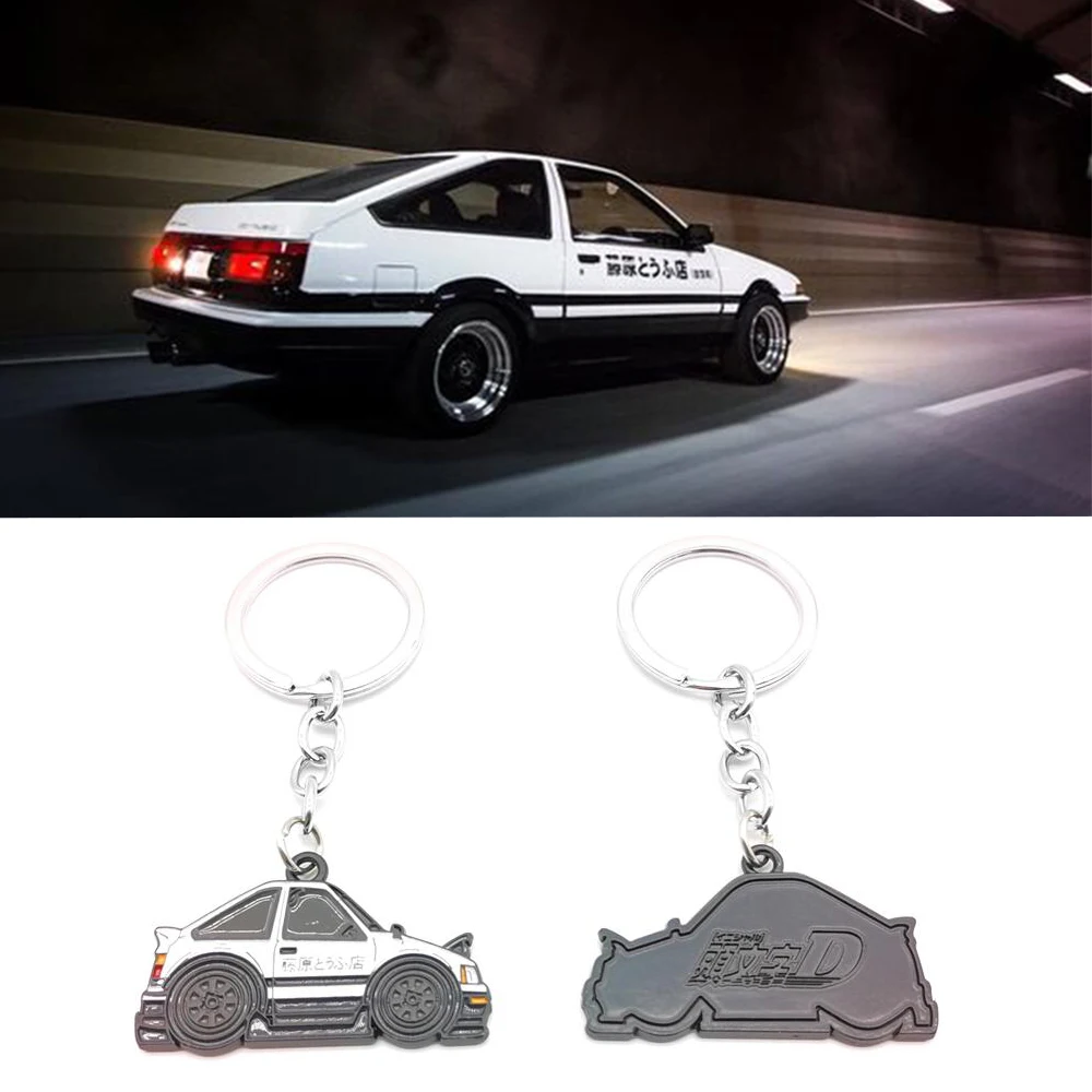 Car Zinc Allloy Keychain Key Pendant Wrist Initial D Tofu Shop Racing Model Key Holder Great Gift For Men Women Auto Accessories