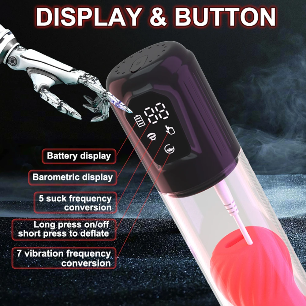 Men\'s Sexual Vacuum Pumps Automatic Penis Pump Sex Toys for Men Masturbator Vacuum Pump Medical With Gauge With Glans Trainer