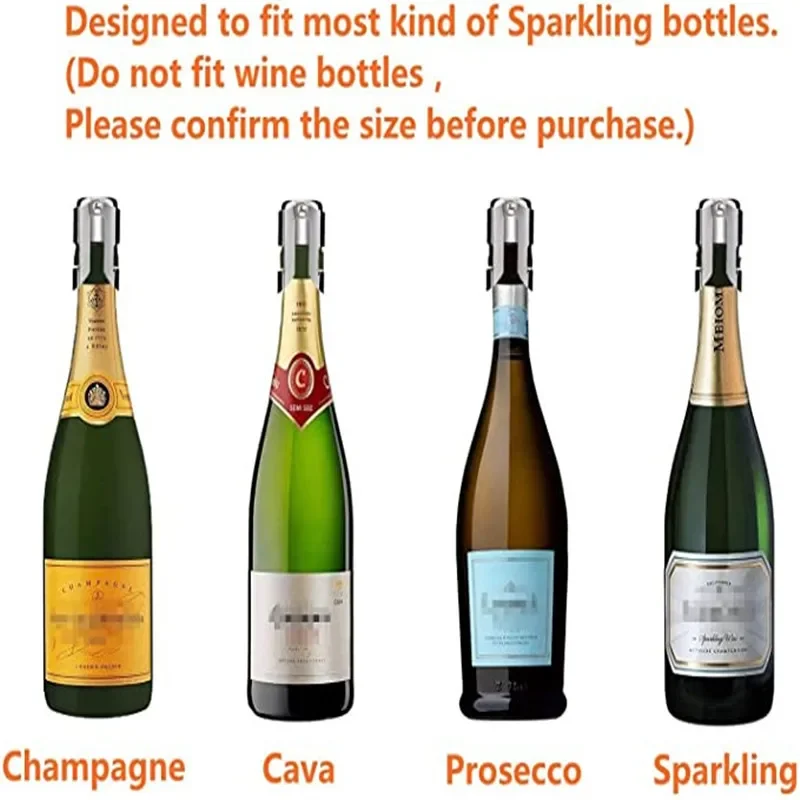 1PC Champagne Stopper Stainless Steel Champagne Bottle Sealer Sparkling Wine Bottle Plug Sealer Leak-Proof Bubble