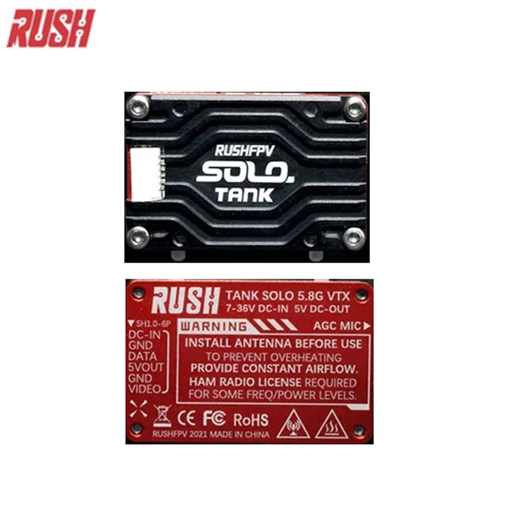 RUSHFPV RUSH TANK SOLO 5.8G VTX Video Transmitter CNC Shell 48CH 1.6W High Power Built-in Microphone For RC FPV Racing Drone