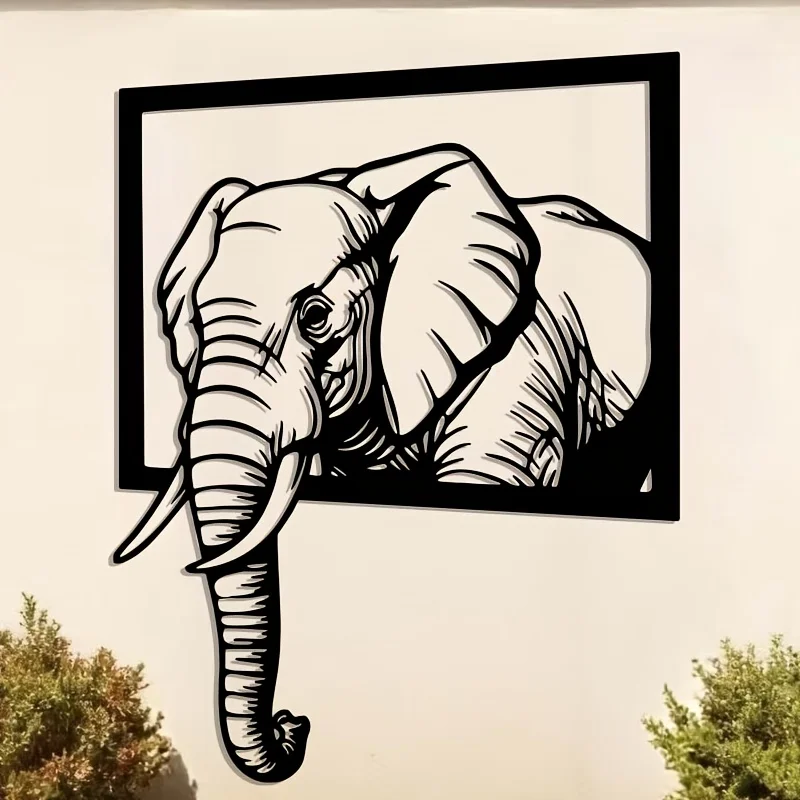 CIFBUY Elephant Head Metal Wall Art Iron African Wildlife Decor for Indoor Outdoor Patio Garden Yard Hanging Elegant Home Decor