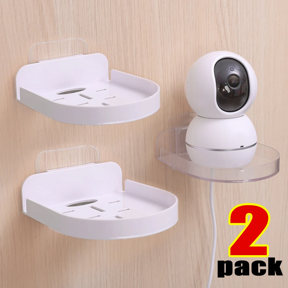 1/2Pcs Self Adhesive Security Camera Wall Mounting Bracket Punch-Free Acrylic Surveillance Camera Holder Shelf for Baby Monitors