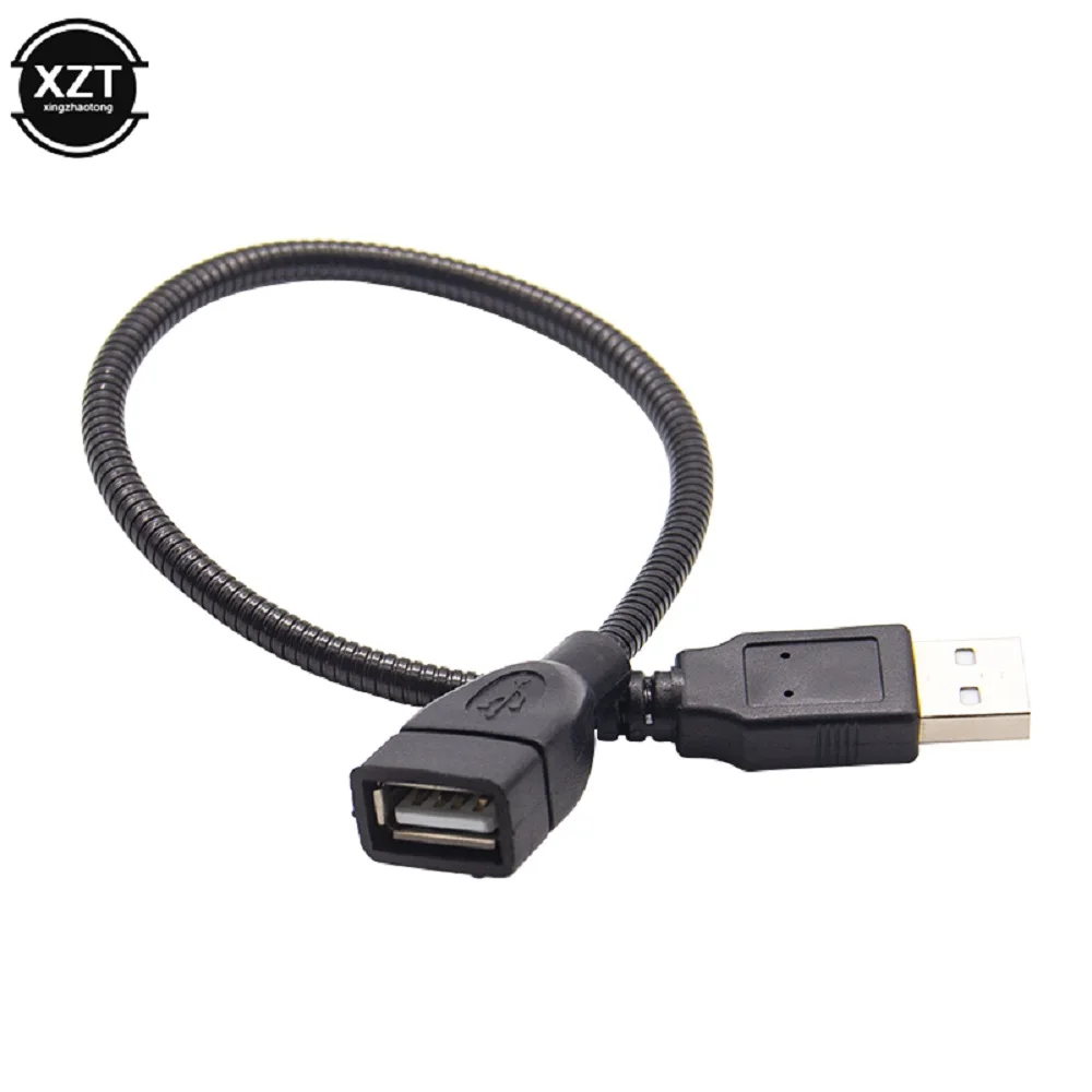 Przedłużacz USB męski na żeński Adapter wentylatora LED Elastyczny metalowy wąż do przesyłania danych Zasilacz 4-rdzeniowy miedziany