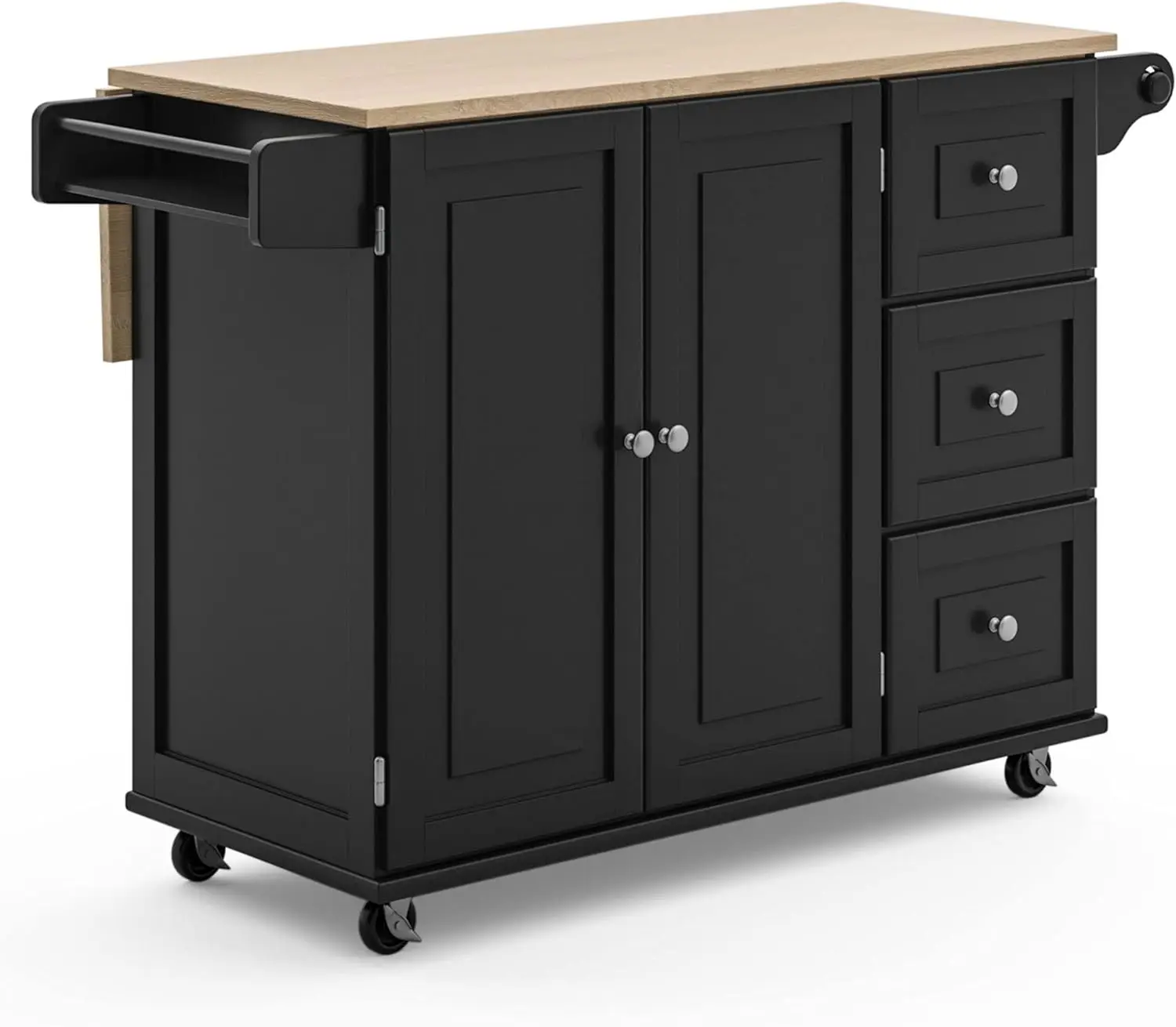 

Homestyles Dolly Madison Kitchen Cart with Wood Top and Drop Leaf Breakfast Bar, Rolling Mobile Kitchen Island with Storage