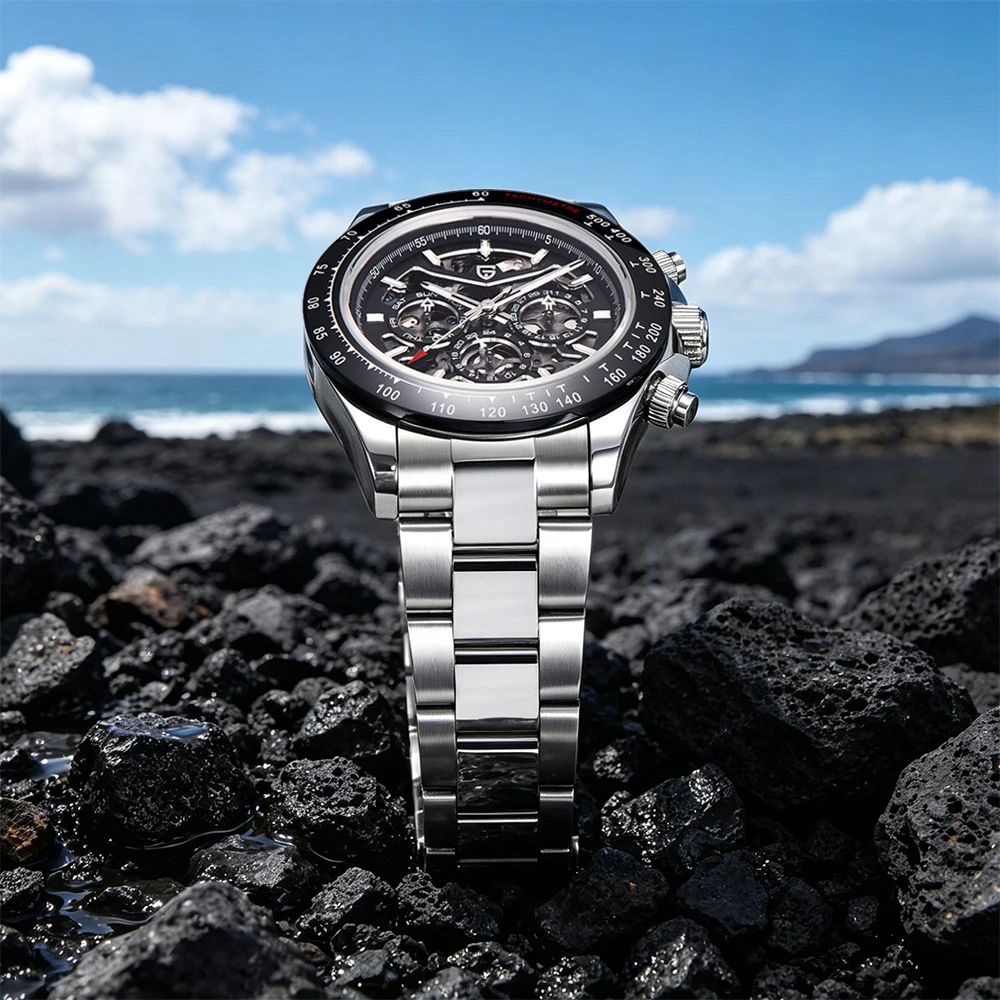 Reloj mecánico automático PAGANI DESIGN para Hombre, Reloj deportivo de acero inoxidable resistente al agua de 10bar, Reloj informal de lujo para Hombre