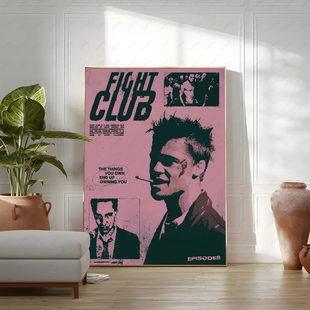 Cool F-Fight C-Clubs Classic Film Retro Poster Sticky Wall Art Printing Waterproof Home Living Bed Room Bar Aesthetic Decor