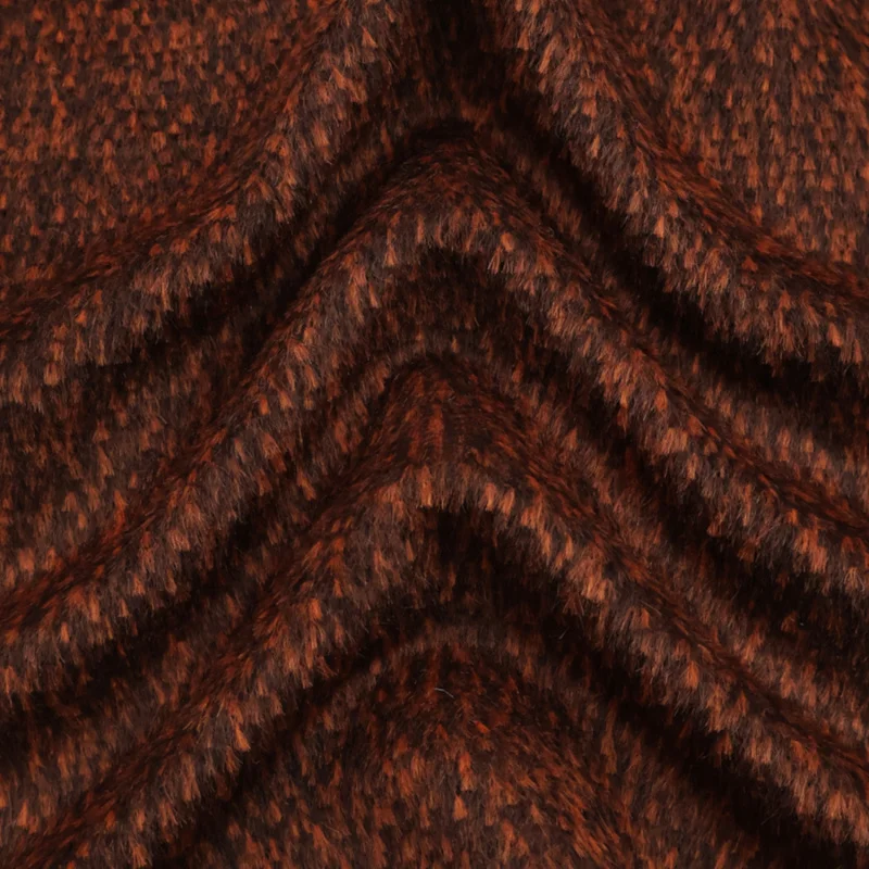 Delicately Draped Alpaca Wool Multi-Color Mixed Long-Pile Cashmere Fabric for Autumn and Winter CoatsC