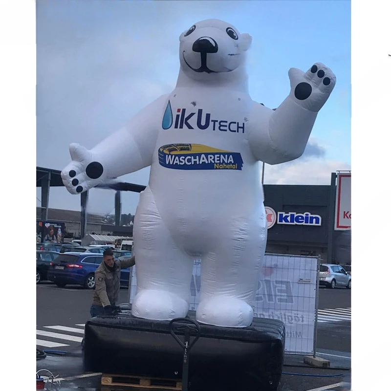 Polar Bear 20ft Giant Inflatable  (Black Base) Mascot Inflatable Balloon Customized for Events and Advertising