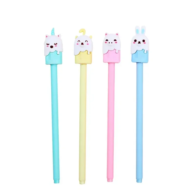 4PCS Kawaii Cartoon Ice Cream GelPens Writing Tool Black Refill Office Accessories Supplies Students Learning School Stationery