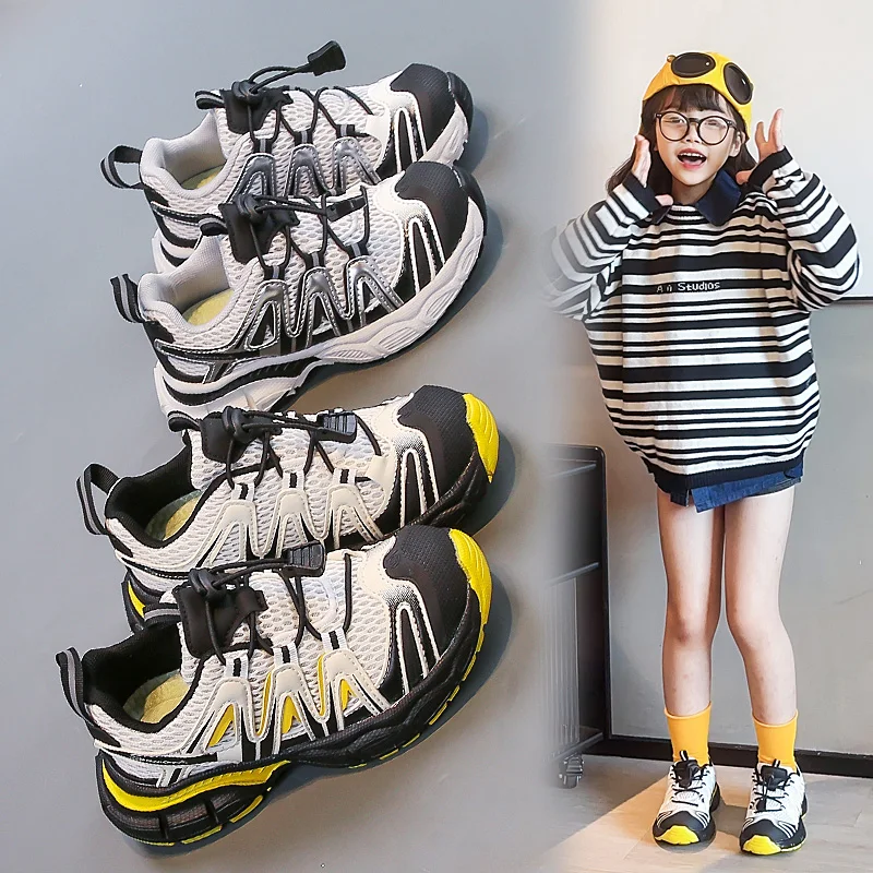 

Спортивная обувь для мальчиков, весенне-осенние дышащие повседневные кроссовки с сеткой для мальчиков, обувь для папы для девочек