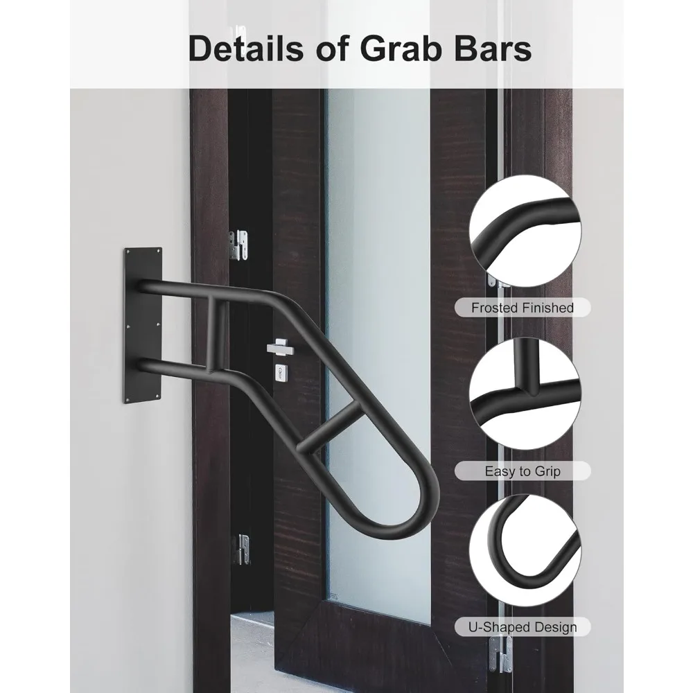 قضبان يدوية للدرج الخارجية لسلامة المسنين، قضبان إمساك على سطح السفينة على الحائط، درابزين الشرفة، قضبان دعم على شكل حرف U لكبار السن #6