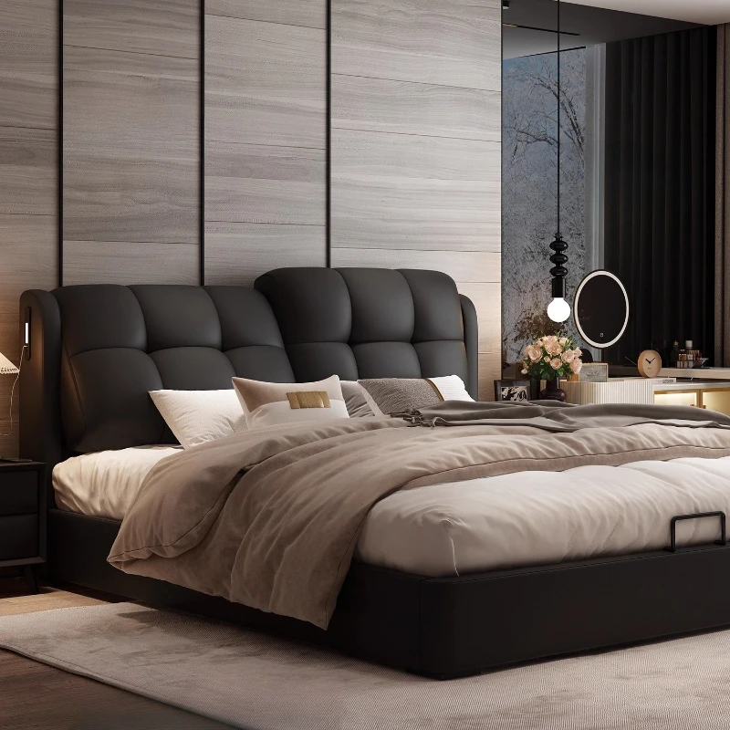 150x200cm 180x200cm 200x220cm Puff Style Double Bed Queen Beds Frame And Box And Three Drawer Structure Multifunctional Bed Set