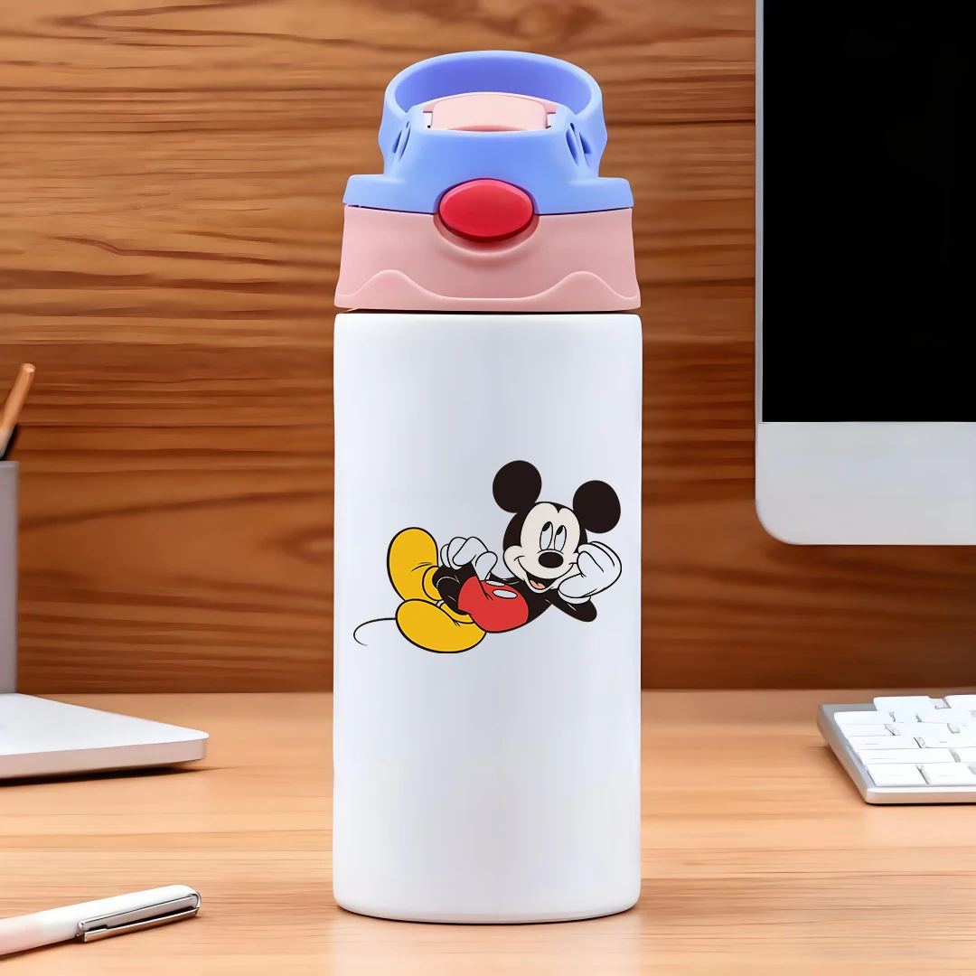 

Disney Mickey Mouse cartoon character lying on the ground clear black and white red shorts yellow shoes cheerful an