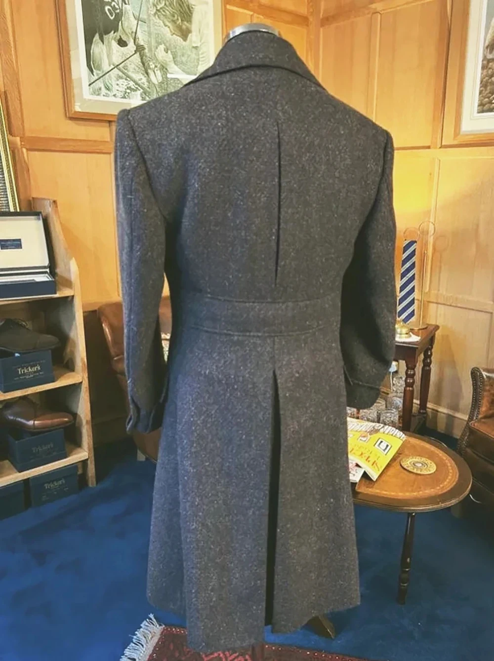 British Woolen Warm Long Coat For Men Notched Lapel Double Breasted Overcoat Slim Fit Business Blazer Only Jacket Custom Made