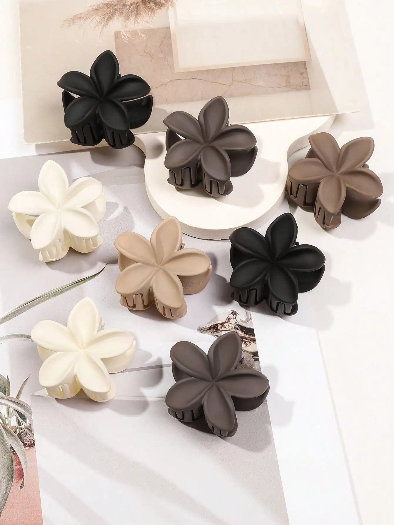 8 Stück matte kleine Blumen-Haarspangen, 6,5 cm, quadratische Haarklammern für Frauen und Mädchen, dünnes Haar, einfache 3,8 cm rechteckige Haar-Accessoires – Detail 2