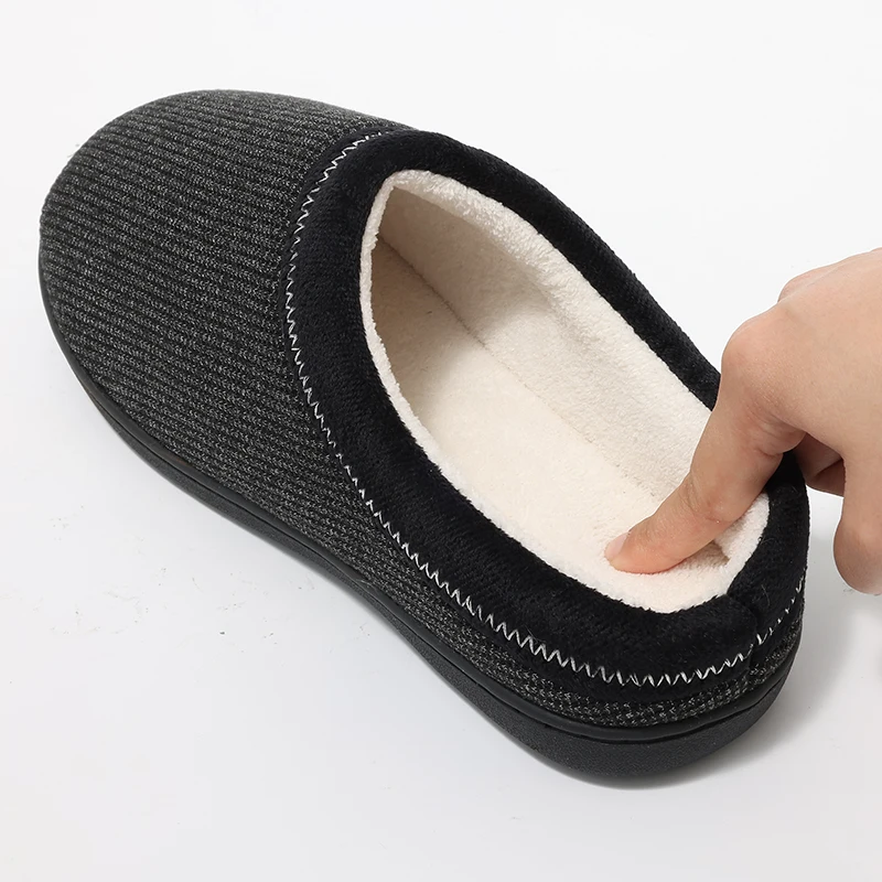 Bebealy Indoor Skin-friendly House Slippers Winter Durable Rubber Sole Non-Slips Slippers Warm Soft Cotton Slippers For Men