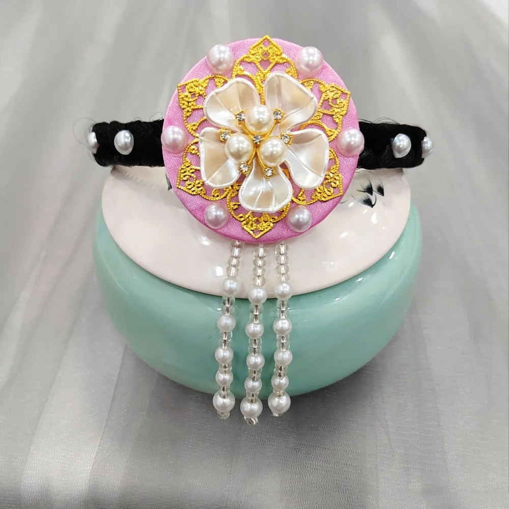 Cadeau fleur coréen bandeau perle traditionnel Hanbok bandeau glands coiffure scène danse cheveux cerceau dames