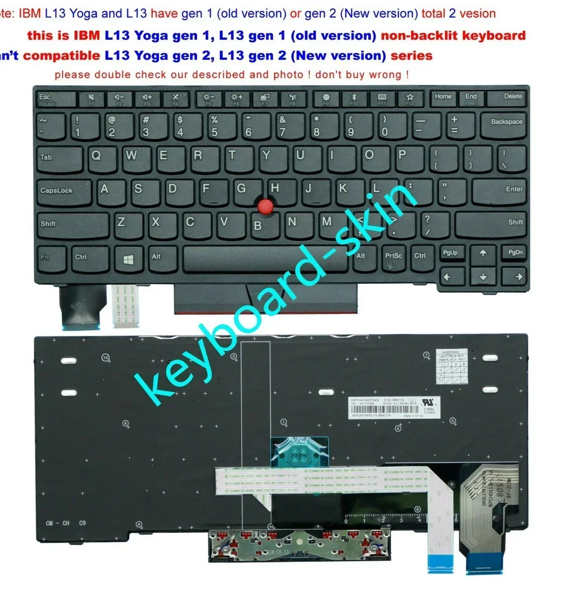 

New US No-backlit keyboard for lenovo IBM Thinkpad L13 gen 1,L13 Yoga gen 1, (isn't for L13 Yoga gen2 , L13 gen2, New vesion)