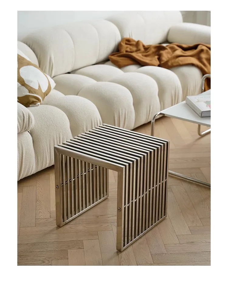Stainless Steel Low Stool Modern Shoe Changing Bench Simple Household Furniture for Living Room Entryway Bathroom
