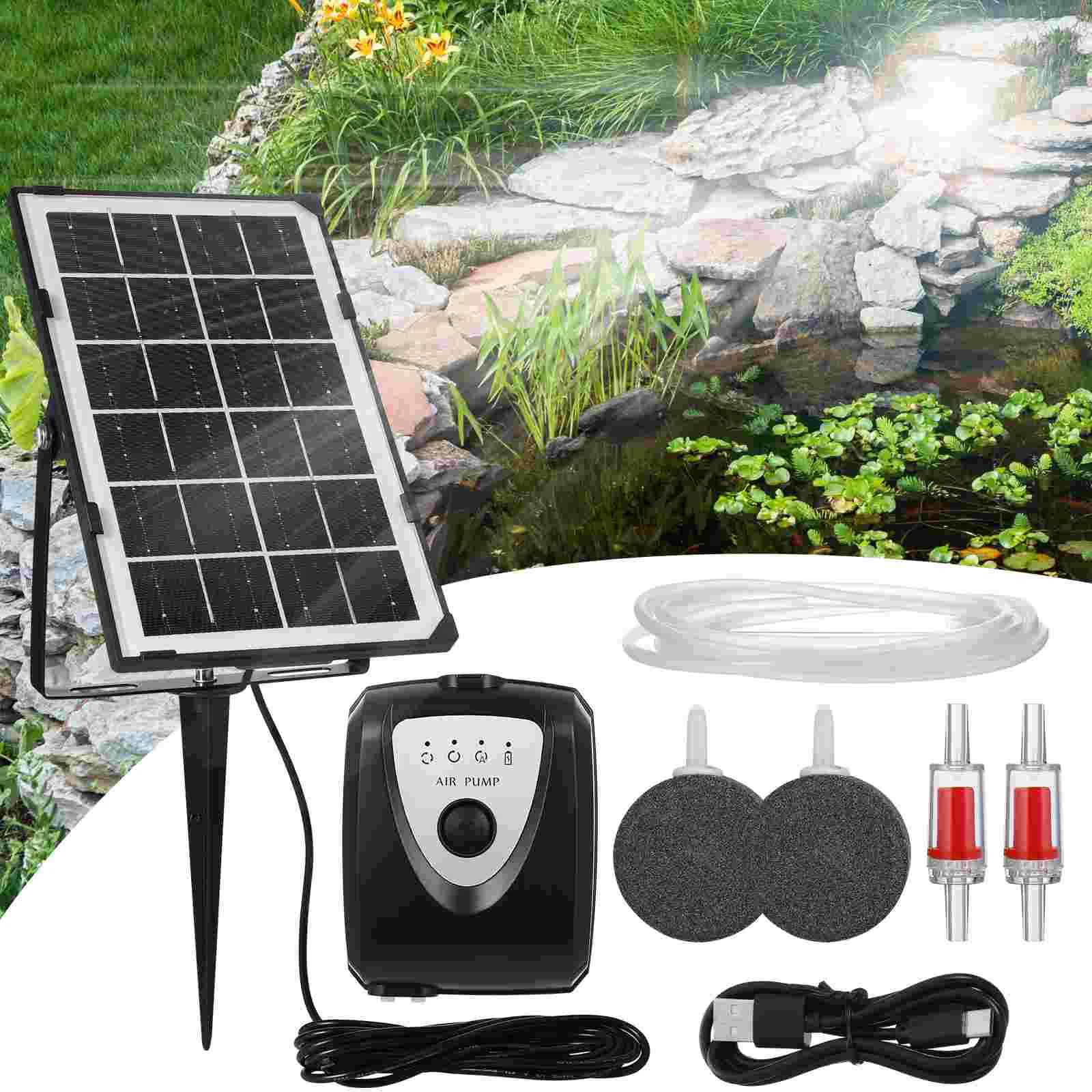 

Oxygen Pump Portable Air Pond Aerator Fish Tank Solar Kit for Tanks Abs with Aquarium