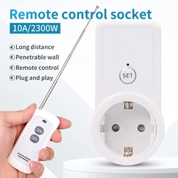 433Mhz Wireless Remote Control Socket Smart EU Plug 50m Remote Power Outlet 15A 220V-240V for Home Appliance Light Fan