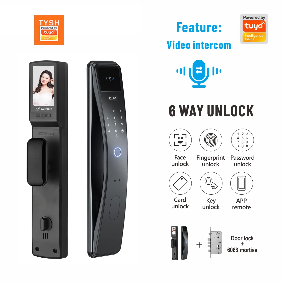 

TYSH Digital Electronic Lock Cerradura Inteligentes Wifi Smart Lock Door Tuya App Fingerprint 3D Face Intelligent Door Lock