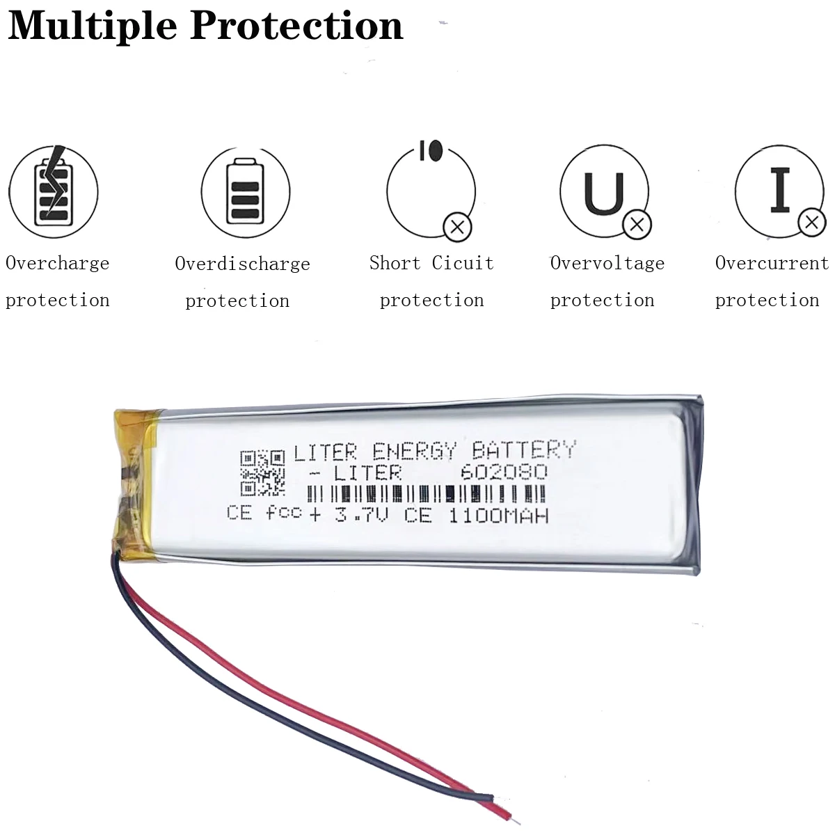 3.7V wbudowany pasek polimerowy w kształcie 602080 1100mah bateria litowa o dużej pojemności do Mp4 Mp5