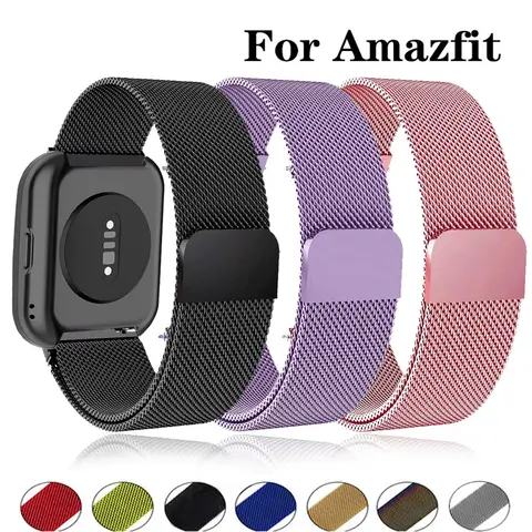 Magnetic Loop for Amazfit GTS/4/2//GTS4 Mini/BALANCE/Active 2/3/4 20mm 22mm Metal Mesh Smartwatch Bracelet Amazfit Bip 5 6 Strap