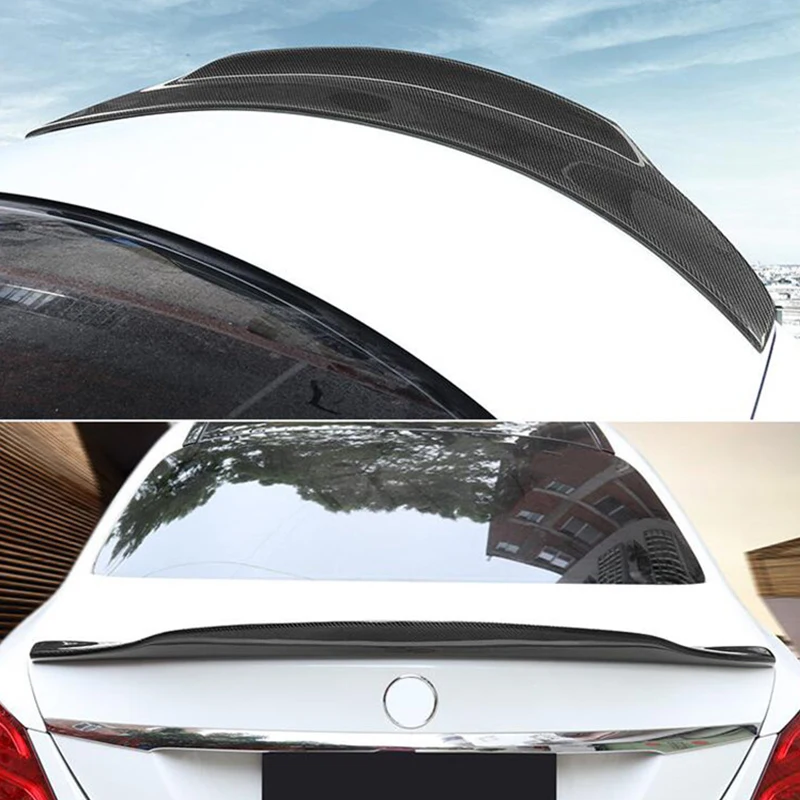 CEYUSOT FOR Real Carbon Fiber Spoiler Accessories Benz C-class W205 C180 C200 C300 Trunk Rear Lip Wing Spoiler 2015-ON PSM Style