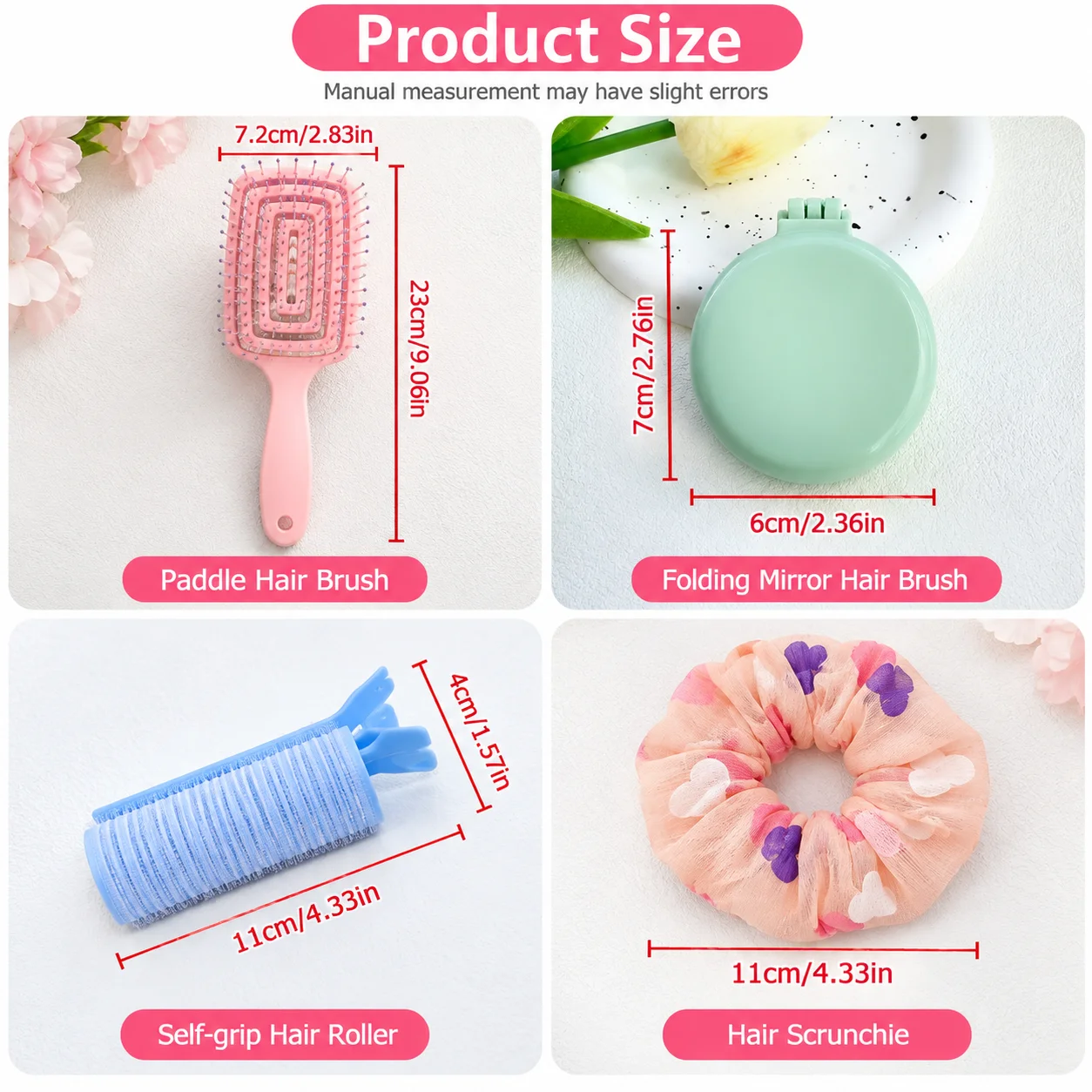 10-Piece Set of Random Color Hairbrushes, Women's Airbag Paddle Brush and Hair Tie, Large Curved Design to Easily Lift Hair Roots, Suitable for Long Hair, Anti-Tangle, Home Use Hair Styling Comb.