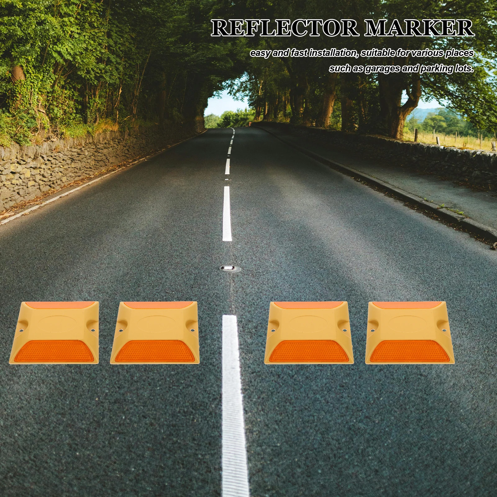 

4pcs Plastic Road Studs High Visibility Easy Installation Pavement Markers Reflective Driveway Road Reflectors driveway