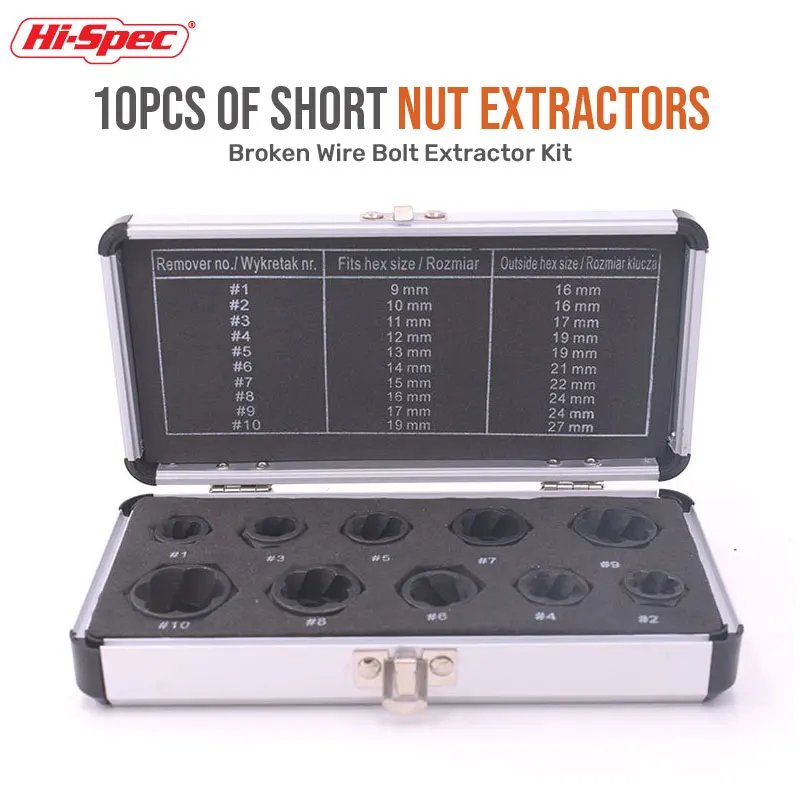 Hi-Spec Kit Pelepas Baut Mur Rusak, Set Alat Pelepas Baut Soket Ekstraktor Mur Damaged