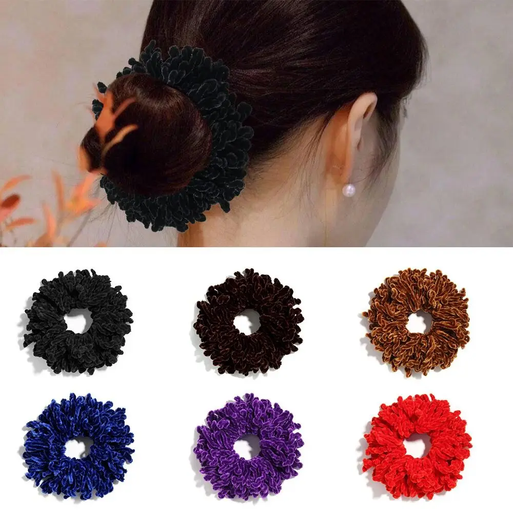 Elastic Velvet Hair Rope Ornament Pure Color Muslim Headwear Scrunchie Accessories Ties Pony Tail Hairband