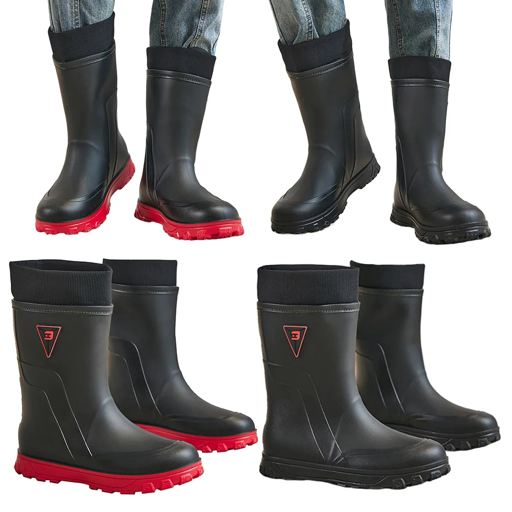 

Men's Rain Boots Waterproof Rubber Boots Mid-Calf Ankle Rain Boots Work Boots for Fishing Gardening Outdoor