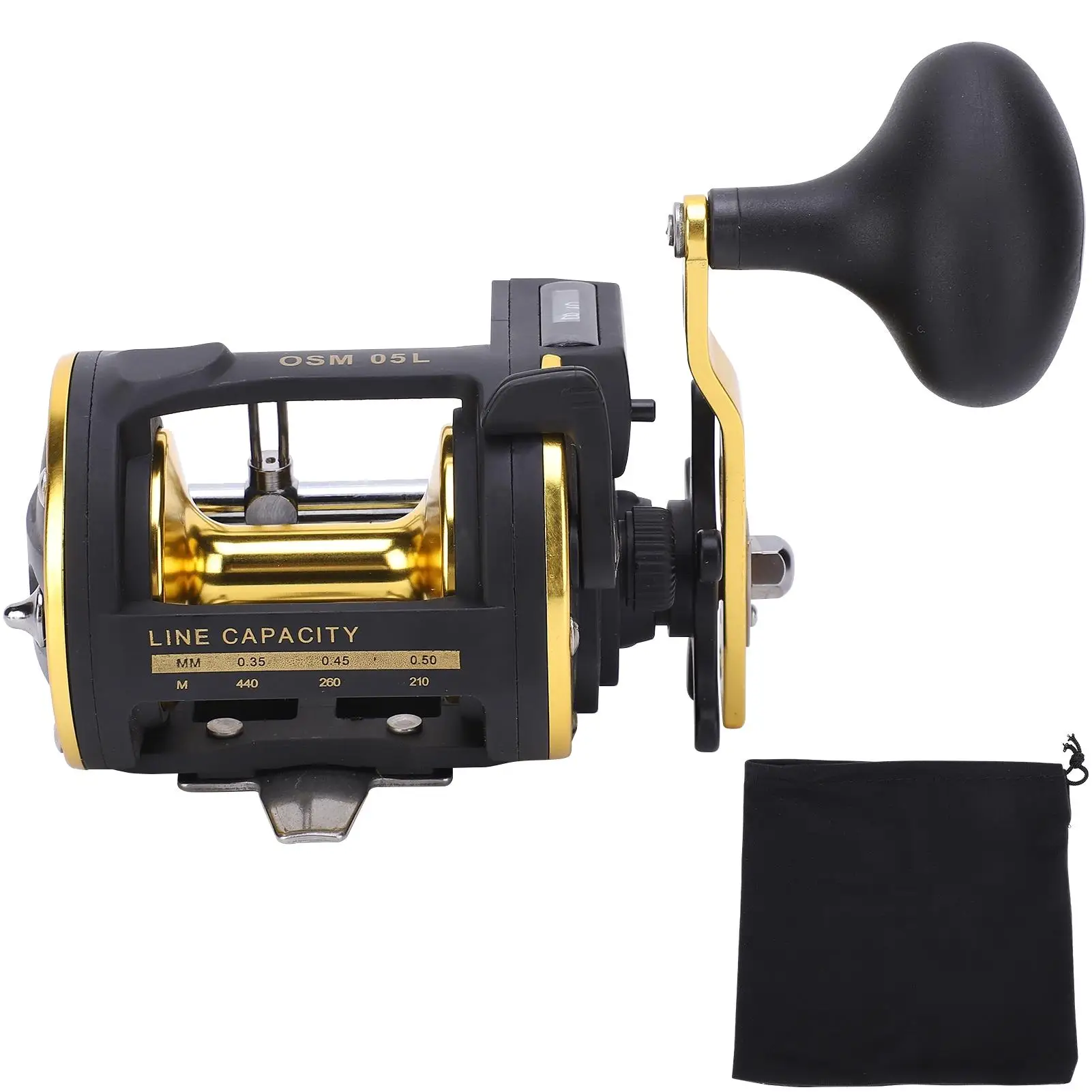 

Metal Boat Fishing Reel with Line Counter Drum - 2+1 Bearings, 6.0:1 Gear Ratio