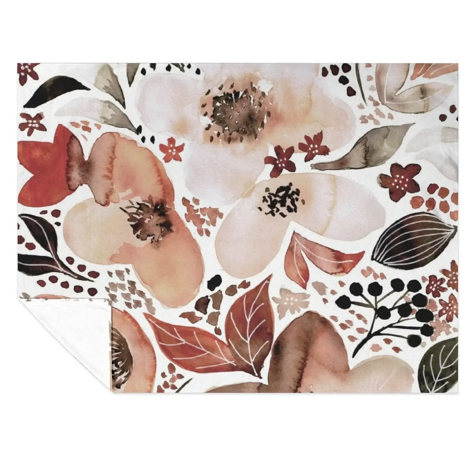 

Autumn Floral Watercolour Painting Throw Blanket Decorative Throw Stuffeds christmas gifts Retros Blankets