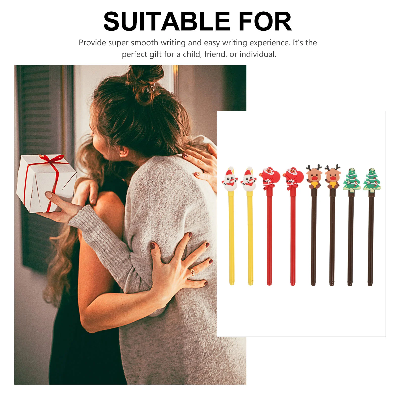 

16 шт., рождественские гелевые ручки, креативные праздничные формы, гладкие письменные детские канцелярские принадлежности, офисный подарок, снеговик, олень, Санта-сосна