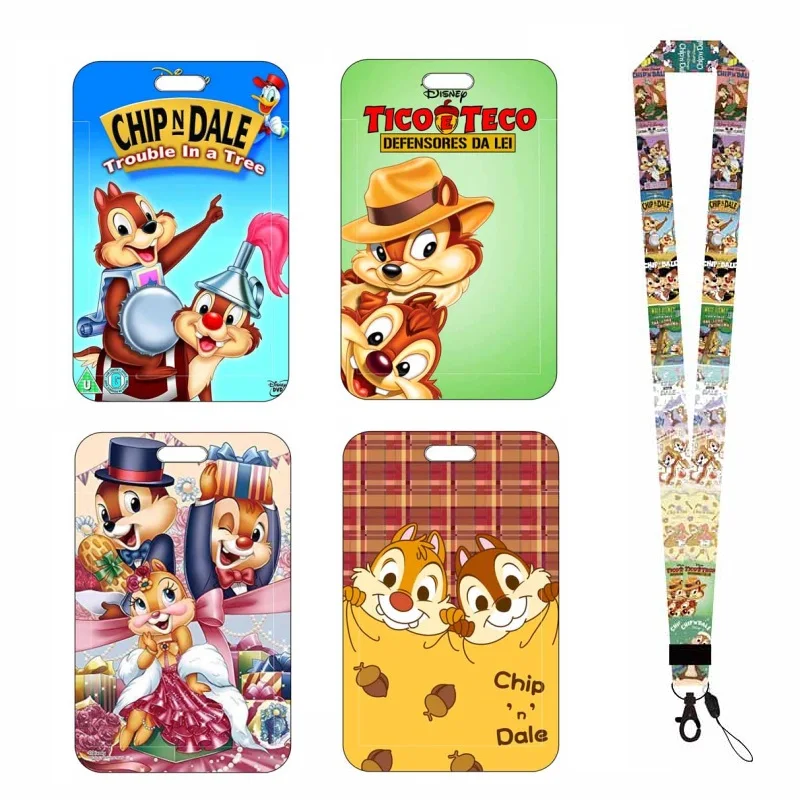 Disney Chip'n'Dale Name Card Student Campus Card Hanging Neck Bag Card Holder Lanyard ID Card Case Drop Shipping