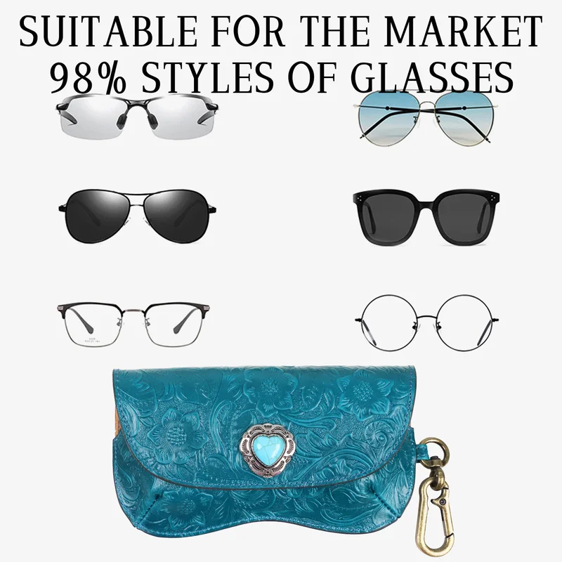 Fashion Genuine Leather Eyeglasses Case Glasses Eyewear Sunglasses Protector Heavy Duty Portable Holder
