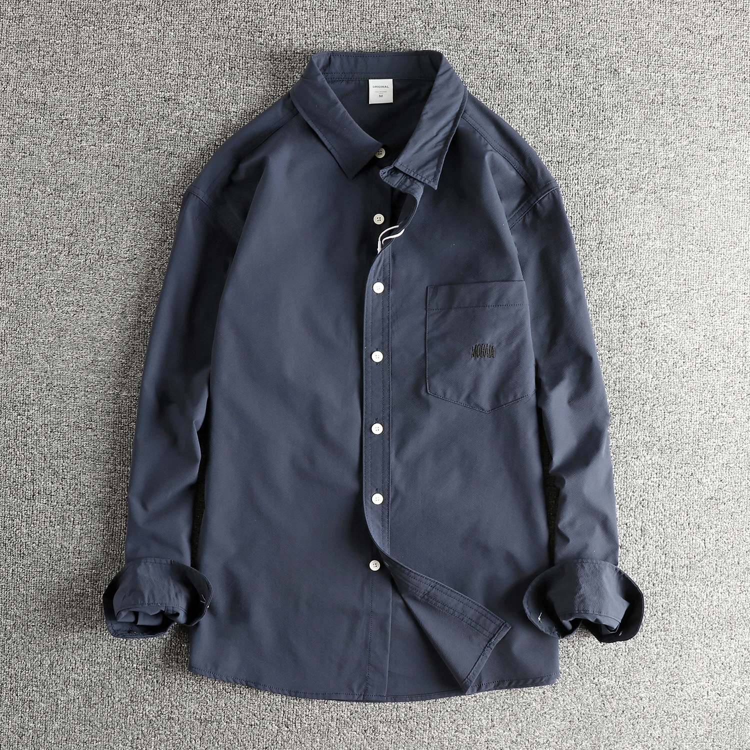 

Retro trend simple embroidered long-sleeved shirt men's outdoor commuting loose shirt
