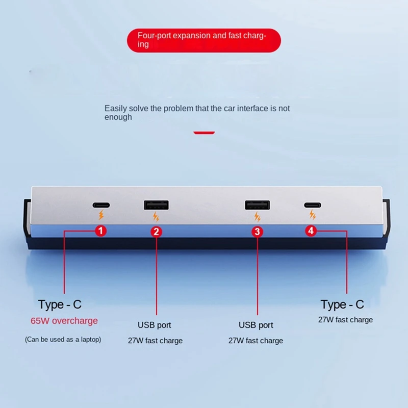 Suitable For Tesla 2024 Happy Edition Car Docking Station Model 3 Central Control One-To-Four Fast Charging Console Hub Parts