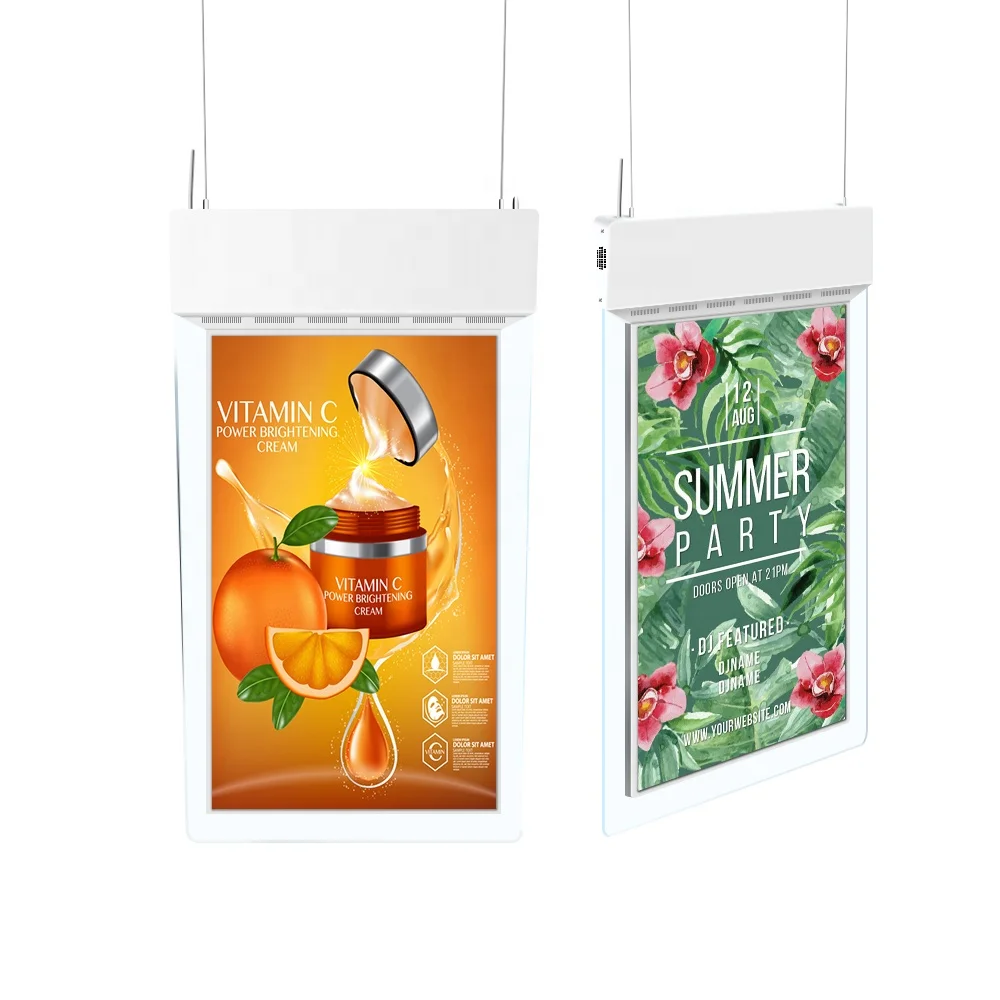 Segnaletica digitale a doppio display LCD per macchina pubblicitaria fronte-retro da 43 pollici con sospensione verticale e schermo di visualizzazione